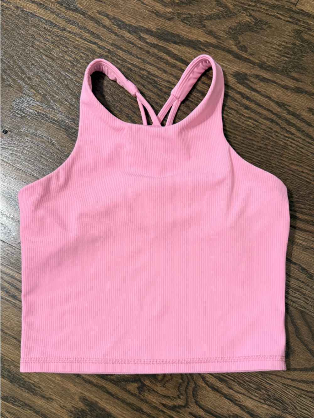 all in motion Pink Ribbed Double-Strap Crop Tank